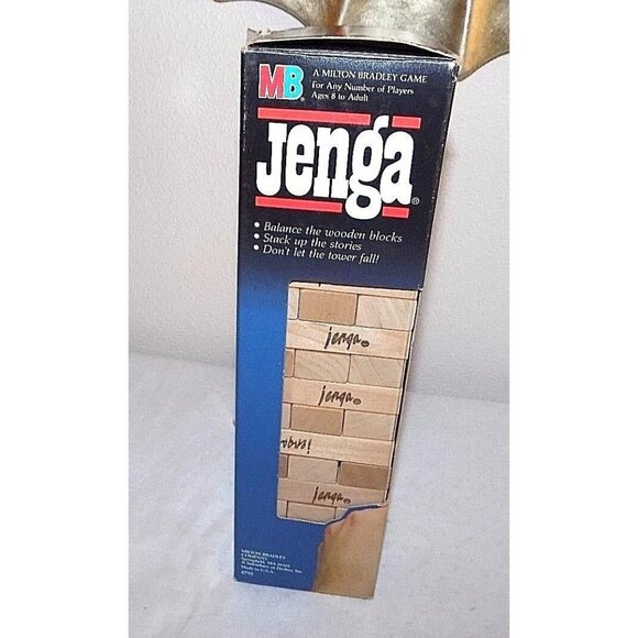 80s Jenga Wooden Block Stacking Game USA Tumbling Tower Milton Bradley Complete - Picture 3 of 4